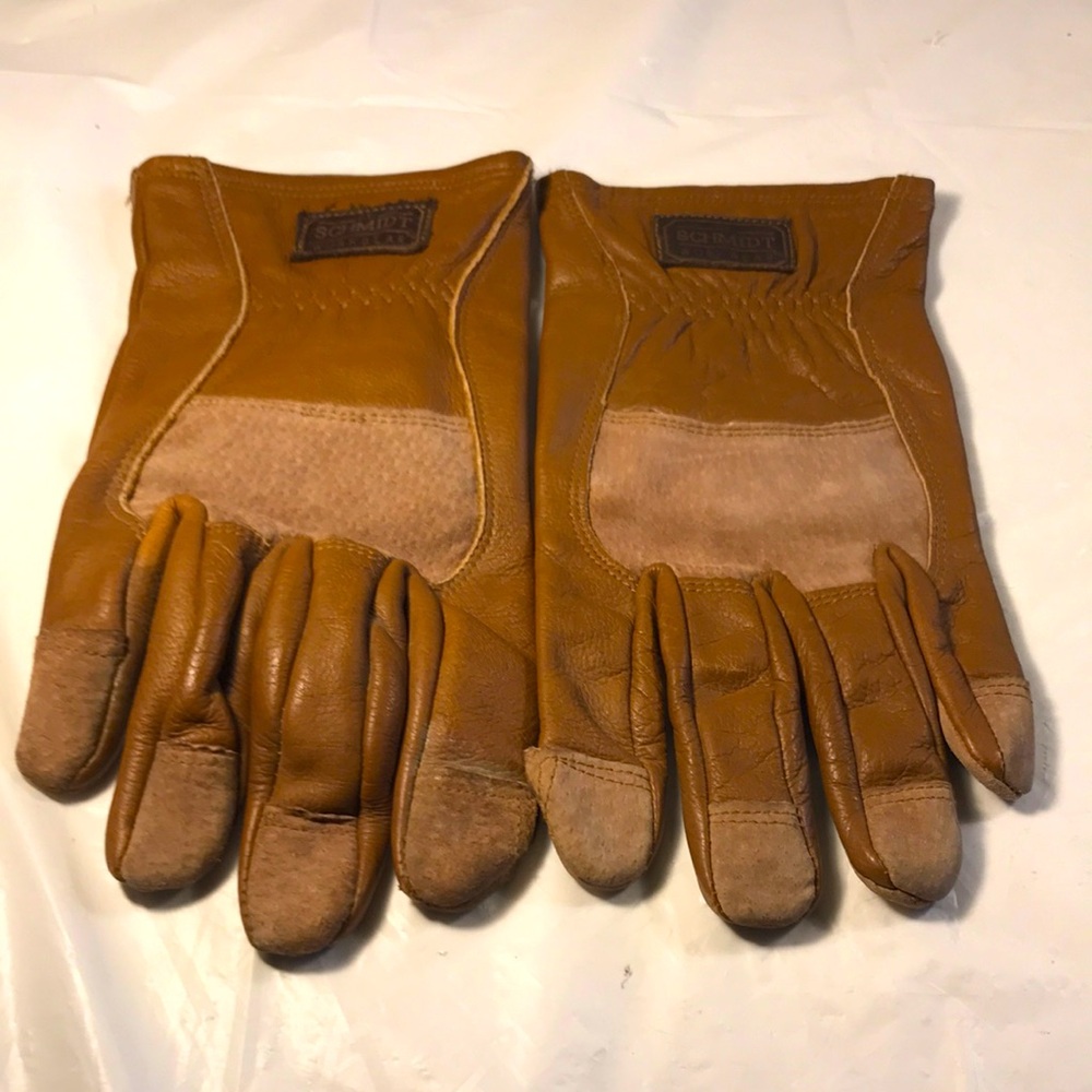 Schmidt Work Wear Vintage Mens Brown Reinforced Layered Suede/Leather Gloves